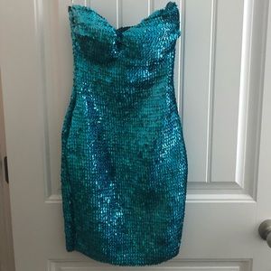 Turquoise Sequence Mini Dress